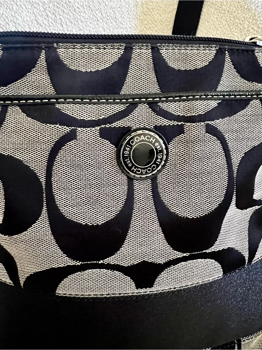 Coach Black and Cream Signature Crossbody Bag